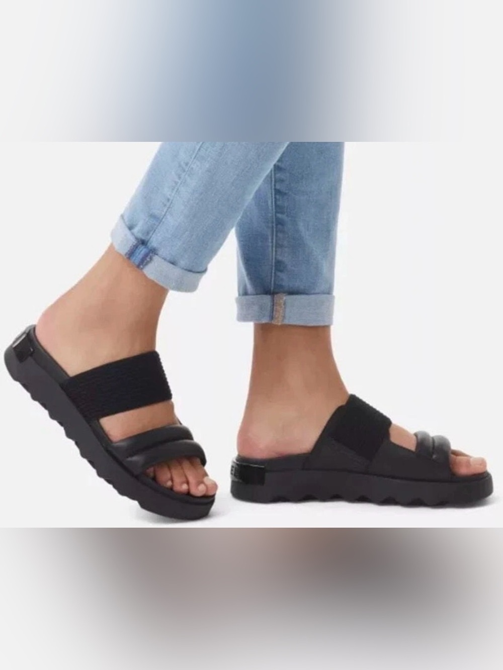 Sorel Black Womens Viibe platform lug Slide size 10